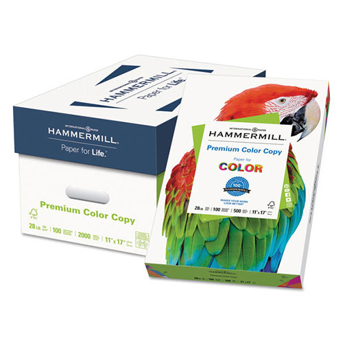 Hammermill Premium Color Copy Print Paper, 100 Bright, 28lb, 11 x 17, Photo White, 500/Ream