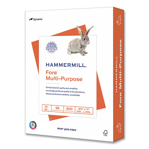Hammermill Fore Multipurpose Print Paper, 96 Bright, 24 lb, 8.5 x 11, White, 500 Sheets/Ream, 10 Reams/Carton, 32 Cartons/Pallet