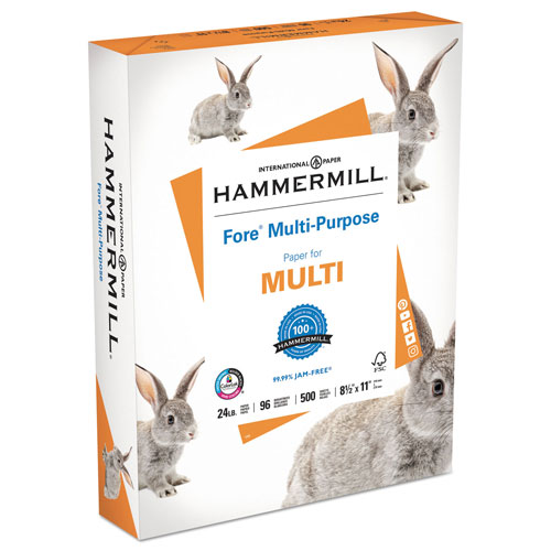 Hammermill Fore Multipurpose Print Paper, 96 Bright, 24lb, 8.5 x 11, White, 500 Sheets/Ream, 10 Reams/Carton