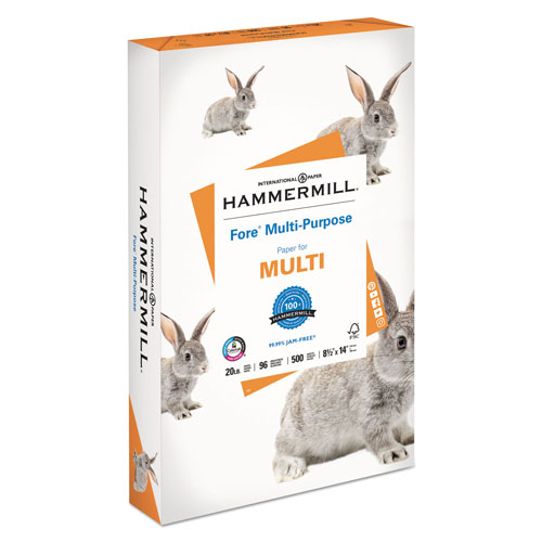 Hammermill Fore Multipurpose Print Paper, 96 Bright, 20lb, 8.5 x 14, White, 500/Ream