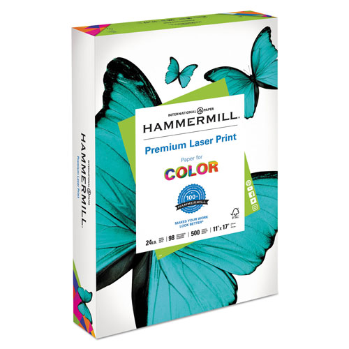Hammermill Premium Laser Print Paper, 98 Bright, 24lb, 11 x 17, White, 500/Ream