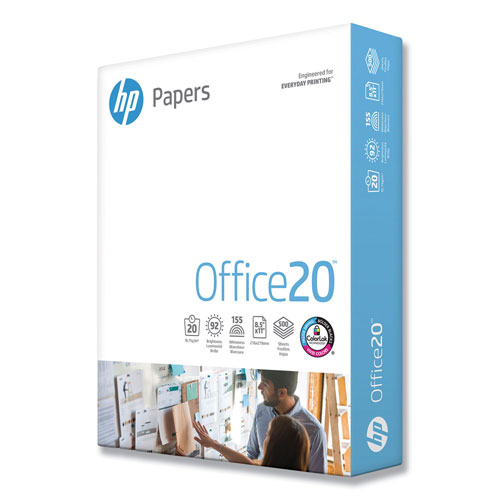 HP Office20 Paper, 92 Bright, 20lb, 8-1/2 x 11, White, 500/RM, 5/CT