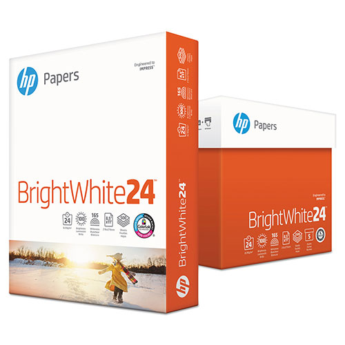 HP Brightwhite24 Paper, 97 Bright, 24lb, 8-1/2 x 11, 500 Sheets/Ream