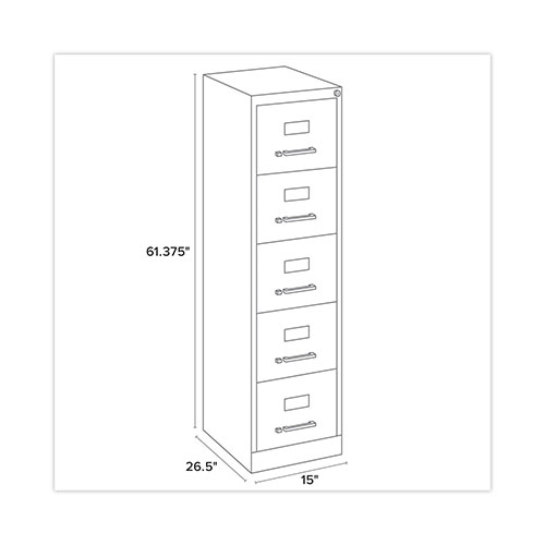 Hirsh Vertical Letter File Cabinet, 5 Letter-Size File Drawers, Putty, 15 x 26.5 x 61.37