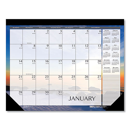 House Of Doolittle Recycled Earthscapes Desk Pad Calendar, Seascapes Photography, 22 x 17, Black Binding/Corners,12-Month (Jan to Dec): 2024
