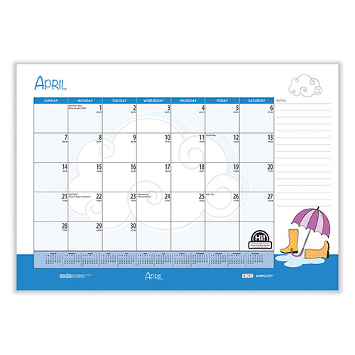 House Of Doolittle Recycled Academic Year Desk Pad Calendar, Illustrated Seasons Artwork, 22 x 17, Black Binding, 12-Month (July-June): 2023-24