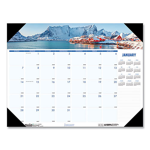 House Of Doolittle Earthscapes Recycled Monthly Desk Pad Calendar, Coastlines Photos, 22 x 17, Black Binding/Corners,12-Month (Jan-Dec): 2024