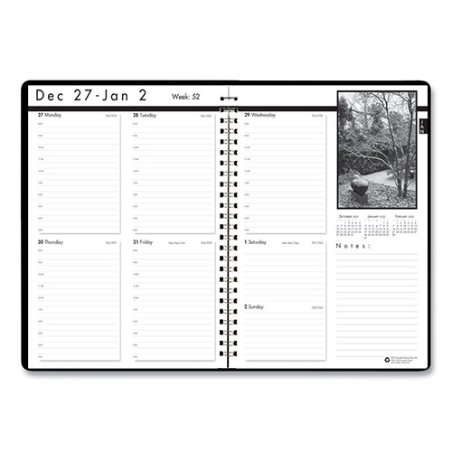 House Of Doolittle Black-on-White Photo Weekly Appointment Book, Landscapes Photography, 11 x 8.5, Black Cover, 12-Month (Jan to Dec): 2024