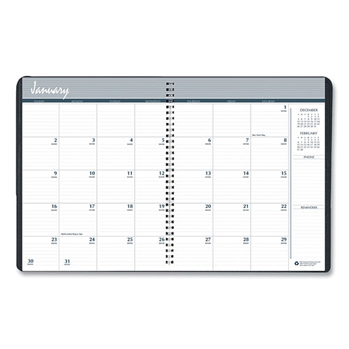 House Of Doolittle 14-Month (Dec 2023- Jan 2025) Ruled Monthly Planner, 11 x 8.5, Black Cover, Recycled