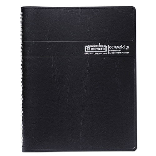 House Of Doolittle Recycled Professional Weekly Planner, 15-Minute Appts, 11 x 8.5, Black Wirebound Soft Cover, 12-Month (Jan to Dec): 2024