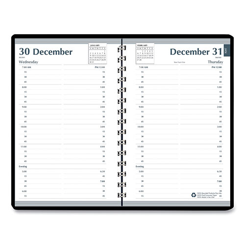 House Of Doolittle Memo Size Daily Appointment Book with 15-Minute Schedule, 8 x 5, Black Cover, 12-Month (Jan to Dec): 2024