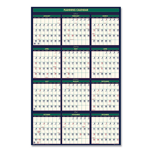House Of Doolittle Four Season Erasable Business/Academic Recycled Wall Calendar, 24 x 37, 12-Month(July-June):2023-2024, 12-Month(Jan-Dec):2024