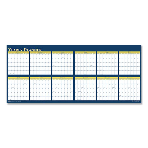 House Of Doolittle Recycled Reversible Yearly Wall Planner, 60 x 26, White/Blue/Yellow Sheets, 12-Month (Jan to Dec): 2024