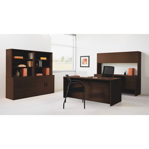 Hon 10500 Series Kneespace Credenza With 3/4-Height Pedestals, 60w x 24d, Mahogany