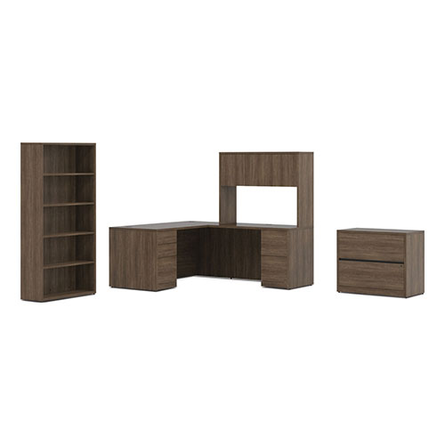Hon 10500 Series Single Pedestal Desk, Left Pedestal: Box/Box/File, 66