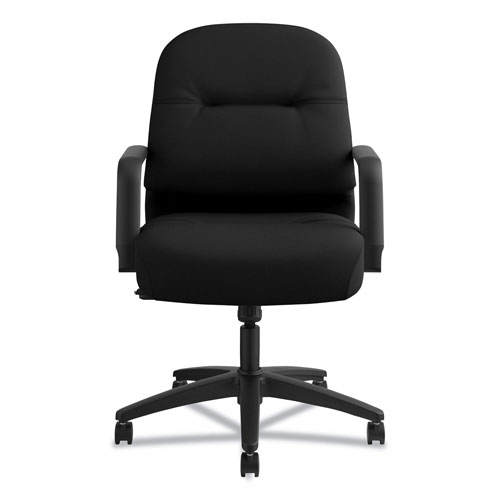 Hon Pillow-Soft 2090 Series Managerial Mid-Back Swivel/Tilt Chair, Supports up to 300 lbs., Black Seat/Black Back, Black Base