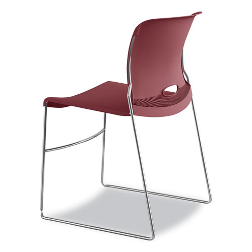 Hon Olson Stacker High Density Chair, Mulberry Seat/Mulberry Back, Chrome Base, 4/Carton