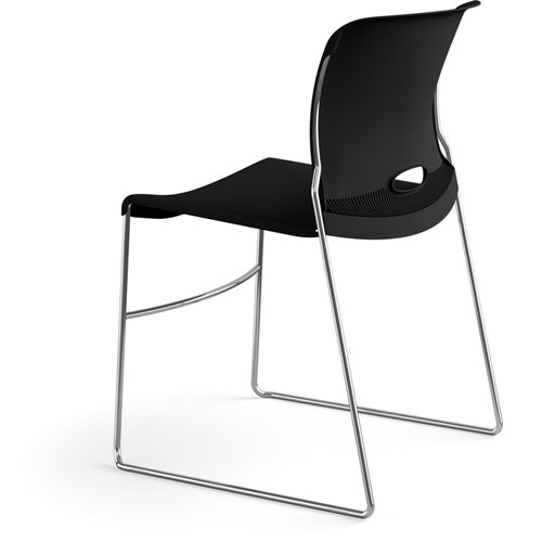 Hon 4040 Series High Density Olson Stacker Chair - Onyx Plastic Seat - Onyx Plastic Back - Chrome Steel Frame - 4 / Carton