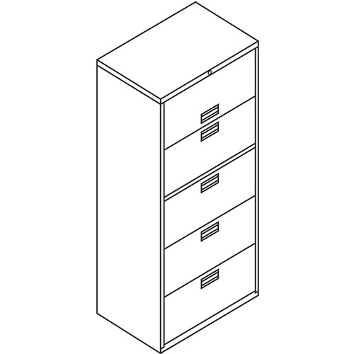 Hon 600 Series Five-Drawer Lateral File, 30w x 18d x 64.25h, Charcoal