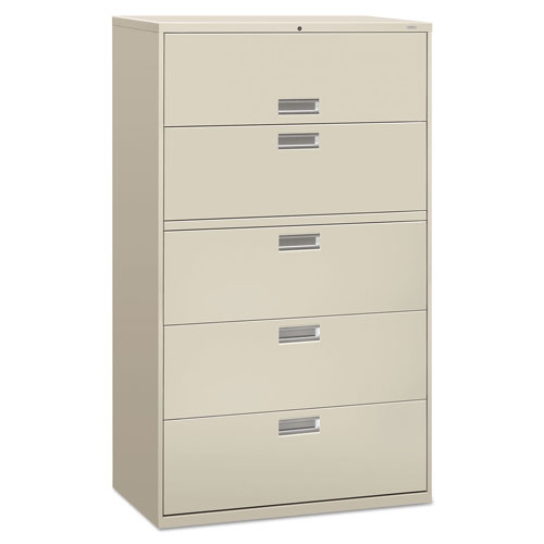 Hon 600 Series Five-Drawer Lateral File, 42w x 18d x 64.25h, Light Gray