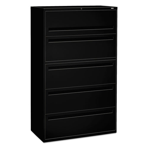 Hon 700 Series Five-Drawer Lateral File with Roll-Out Shelves, 42w x 18d x 64.25h, Black