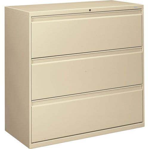 Hon 800 Series Three-Drawer Lateral File, 42w x 19.25d x 40.88h, Putty