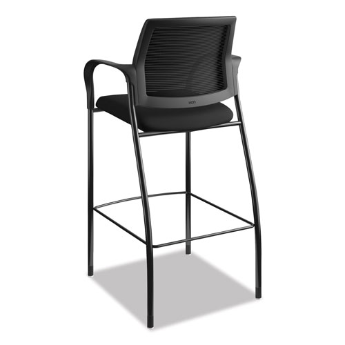 Hon Ignition 2.0 Ilira-Stretch Mesh Back Cafe Height Stool, Supports up to 300 lbs., Black Seat/Black Back, Black Base