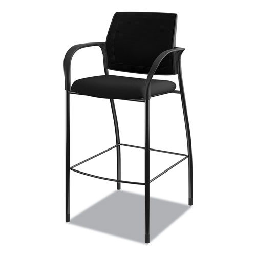 Hon Ignition 2.0 Ilira-Stretch Mesh Back Cafe Height Stool, Supports up to 300 lbs., Black Seat/Black Back, Black Base
