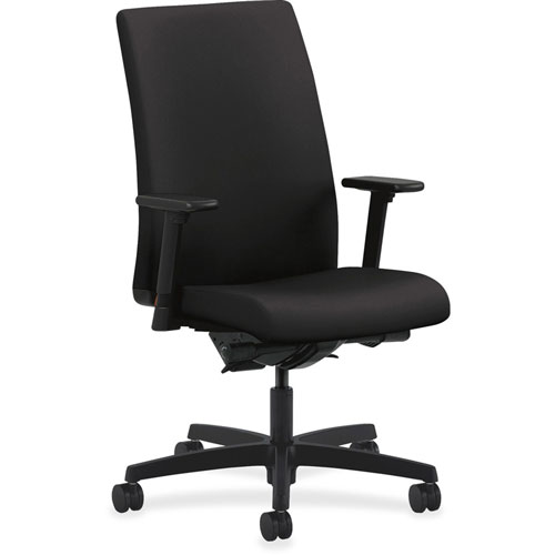 Hon Ignition Series Mid-Back Work Chair, Supports up to 300 lbs., Black Seat/Black Back, Black Base
