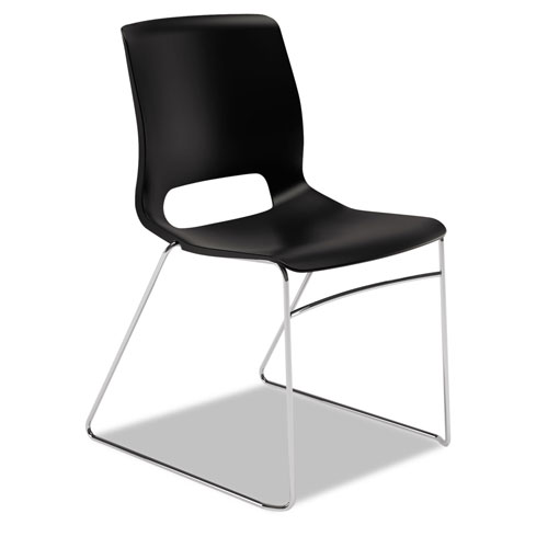Hon Motivate High-Density Stacking Chair, Onyx Seat/Black Back, Chrome Base, 4/Carton