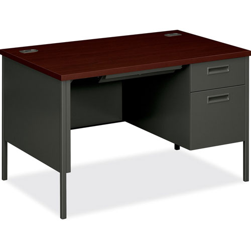 Hon Metro Classic Right Pedestal Desk, 48w x 30d x 29.5h, Mahogany/Charcoal