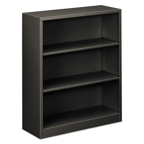 Hon Metal Bookcase, Three-Shelf, 34-1/2w x 12-5/8d x 41h, Charcoal