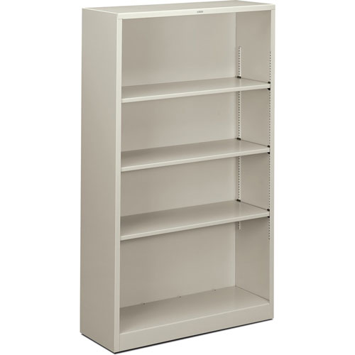 Hon Metal Bookcase, Four-Shelf, 34-1/2w x 12-5/8d x 59h, Light Gray