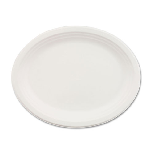Chinet Classic Paper Dinnerware, Oval Platter, 9 3/4 x 12 1/2, White, 500/Carton