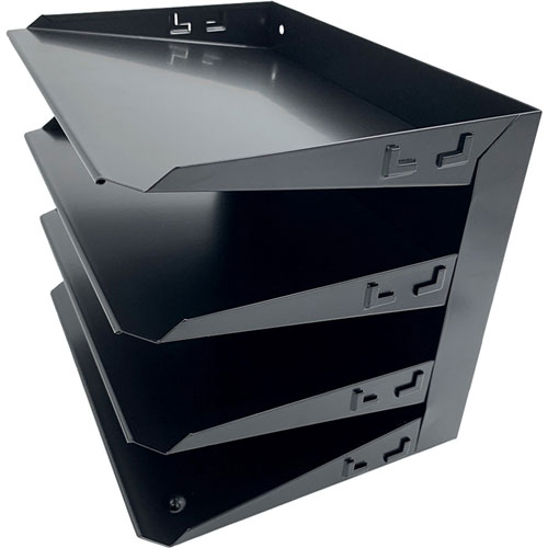 Huron Horizontal Slots Desk Organizer - 4 Compartment(s) - 9" Height x 12" Width x 8.7" Depth - Durable - Steel - 1 Each