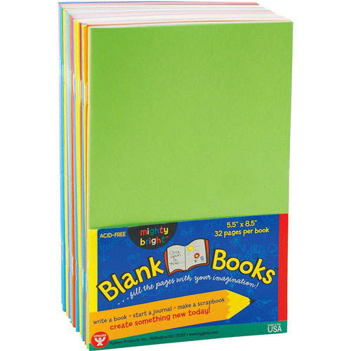 Hygloss Blank Book, Acid-Free, 5-1/2"Wx8-1/2"H, 20/PK, Assorted