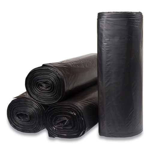 InteplastPitt Low-Density Commercial Can Liners, 33 gal, 1.2 mil, 33" x 39", Black, 25 Bags/Roll, 6 Rolls/Carton