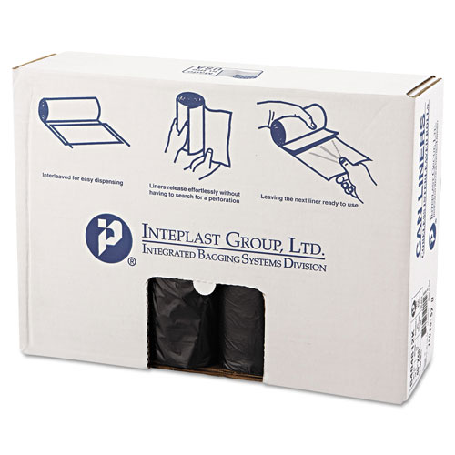 InteplastPitt High-Density Interleaved Commercial Can Liners, 45 gal, 12 microns, 40" x 48", Black, 250/Carton