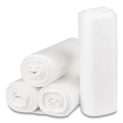 InteplastPitt Low-Density Commercial Can Liners, 45 gal, 0.8 mil, 40" x 46", Natural, 25 Bags/Roll, 4 Rolls/Carton