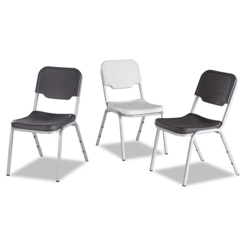 Iceberg Rough 'N Ready Original Stack Chair, Black Seat/Black Back, Silver Base, 4/Carton