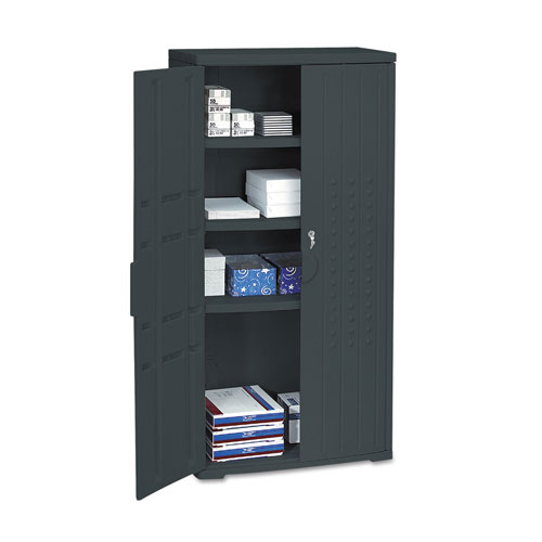 Iceberg OfficeWorks Resin Storage Cabinet, 33w x 18d x 66h, Black