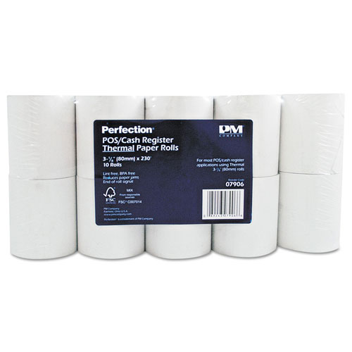Iconex Direct Thermal Printing Thermal Paper Rolls, 3.13" x 230 ft, White, 10/Pack