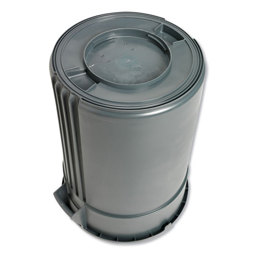 Impact Advanced Gator Waste Container, Round, Plastic, 44 gal, Gray