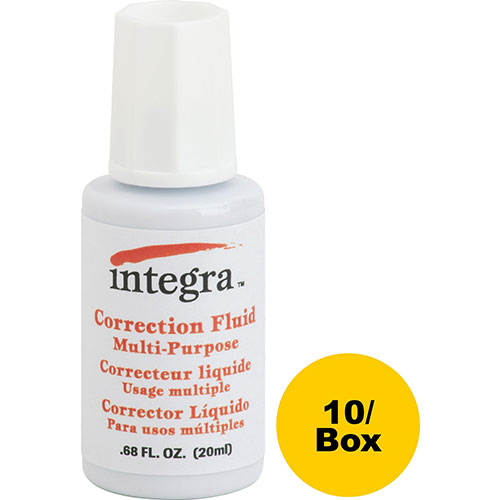Integra Correction Fluid, Multipurpose, 22ml, 10/BX, White