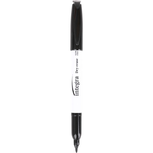 Integra Dry-Erase Markers - Fine Marker Point - Bullet Marker Point Style - Black Alcohol Based Ink - Fiber Tip - 12 / Dozen