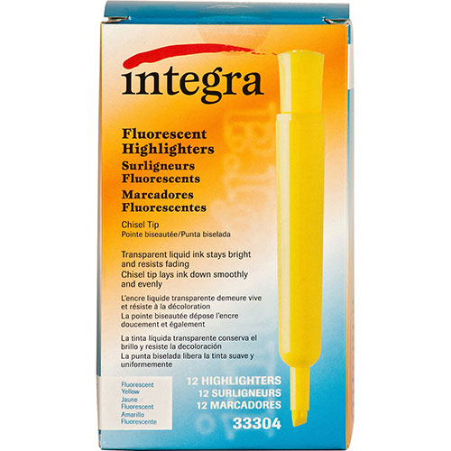 Integra Desk Highlighter, Chisel Tip, Fluorescent Yellow