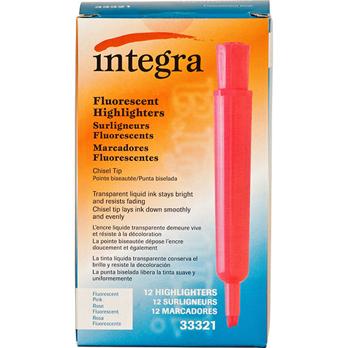 Integra Desk Highlighter, Chisel Tip, Fluorescent Pink