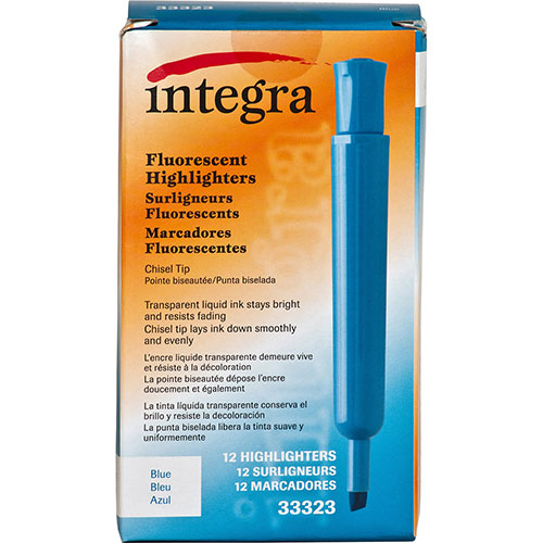 Integra Desk Highlighter, Chisel Tip, Fluorescent Blue