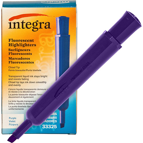 Integra Desk Highlighter, Chisel Tip, Fluorescent Purple