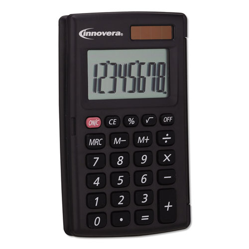 Innovera 15921 Pocket Calculator with Hard Shell Flip Cover, 8-Digit, LCD